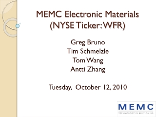 MEMC Electronic Materials  (NYSE Ticker: WFR)