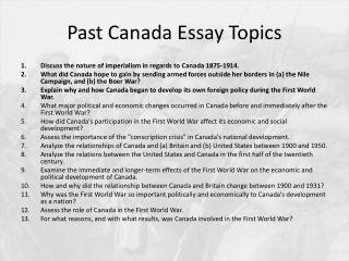 Past Canada Essay Topics