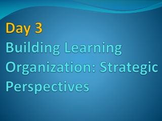 Day 3 Building Learning Organization: Strategic Perspectives