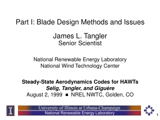 Part I: Blade Design Methods and Issues