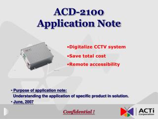 ACD-2100 Application Note