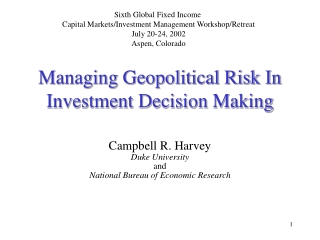 Managing Geopolitical Risk In Investment Decision Making