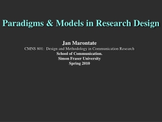 Paradigms &amp; Models in Research Design