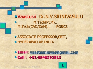 Vaastusri .  Dr.N.V.SRINIVASULU