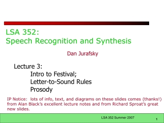 LSA 352: Speech Recognition and Synthesis