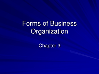 Forms of Business Organization