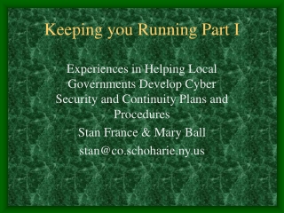 Keeping you Running Part I