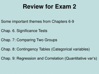 Review for Exam 2