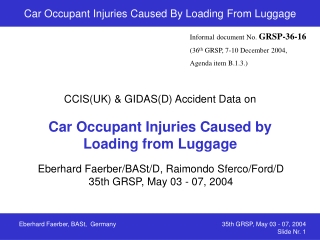 Car Occupant Injuries Caused By Loading From Luggage