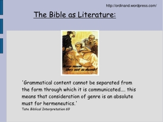 The Bible as Literature: