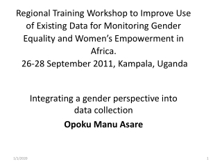 Integrating a gender perspective into data collection Opoku  Manu  Asare