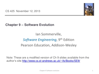 Chapter 9 – Software Evolution