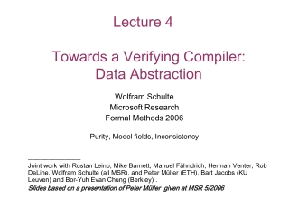 Lecture 4 Towards a Verifying Compiler:  Data Abstraction