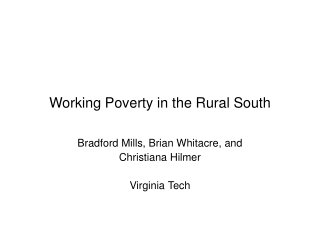 Working Poverty in the Rural South