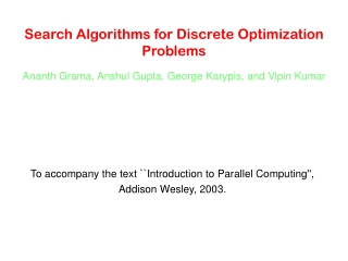 Search Algorithms for Discrete Optimization Problems