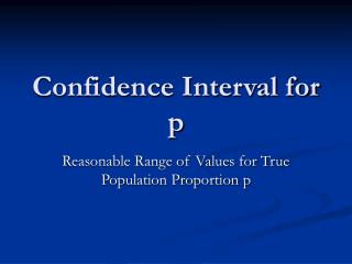 Confidence Interval for p