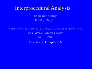 Interprocedural Analysis