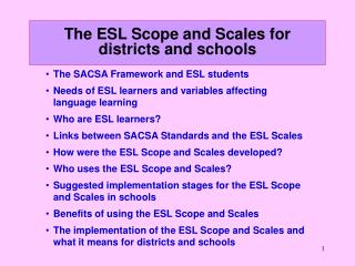 The ESL Scope and Scales for districts and schools