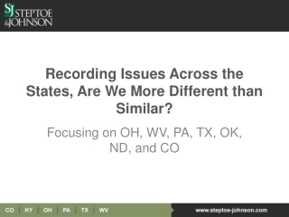 Recording Issues Across the States, Are We More Different than Similar?