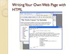 Writing Your Own Web Page with HTML