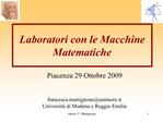 Laboratori con le Macchine Matematiche