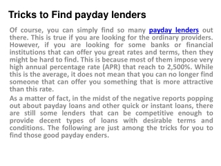 Payday Lenders