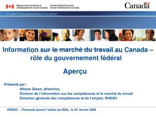 Information sur le marché du travail au Canada – rôle du gouvernement fédéral