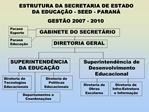 ESTRUTURA DA SECRETARIA DE ESTADO DA EDUCA O - SEED - PARAN GEST O 2007 - 2010
