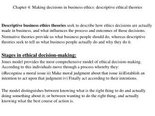 Ppt Chapter 4 Making Decisions In Business Ethics Descriptive Ethical Theories Powerpoint Presentation Id 933830