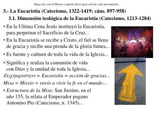 3.1. Dimensión teológica de la Eucaristía (Catecismo, 1213-1284)