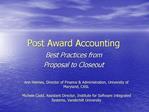Post Award Accounting