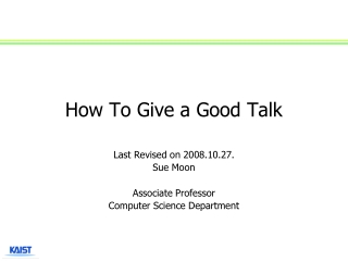 How To Give a Good Talk