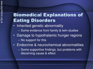 Biomedical Explanations of Eating Disorders
