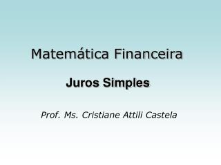 Matemática Financeira