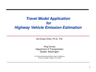 Travel Model Application for Highway Vehicle Emission Estimation