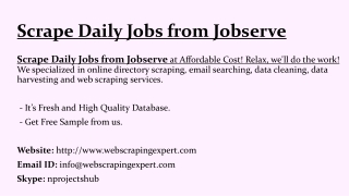 Scrape Daily Jobs from Jobserve