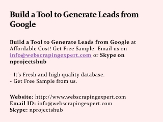 Build a Tool to Generate Leads from Google