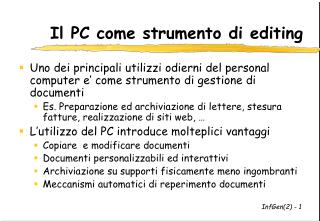 Il PC come strumento di editing