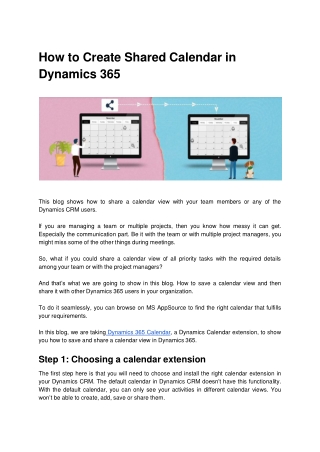 How to Create Shared Calendar in Dynamics 365