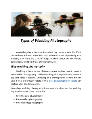 Types of wedding photography