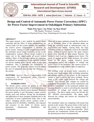 Design and Control of Automatic Power Factor Correction APFC for Power Factor Improvement in Oakshippin Primary Substati