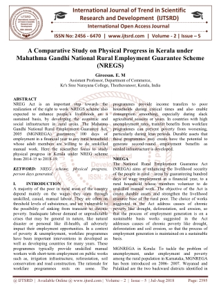 A Comparative Study on Physical Progress in Kerala under Mahathma Gandhi National Rural Employment Guarantee Scheme NREG