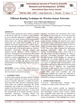 Efficient Routing Technique for Wireless Sensor Networks