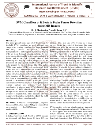 SVM Classifiers at it Bests in Brain Tumor Detection using MR Images