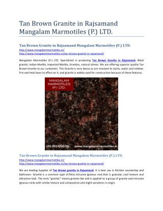 Tan Brown Granite in Rajsamand Mangalam Marmotiles (P.) LTD.