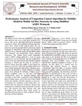 Performance Analysis of Congestion Control Algorithm for Mobility Model in Mobile Ad Hoc Networks by using Modified AODV