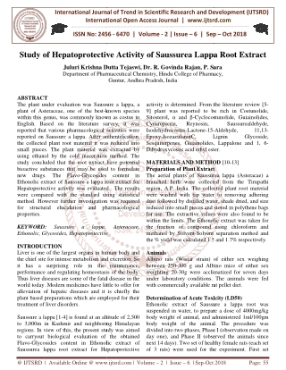 Study of Hepatoprotective Activity of Saussurea Lappa Root Extract