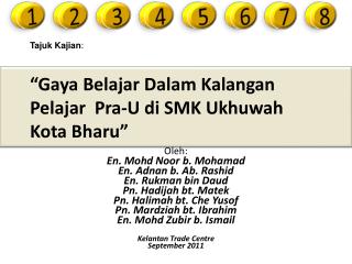 “Gaya Belajar Dalam Kalangan Pelajar Pra -U di SMK Ukhuwah Kota Bharu ”