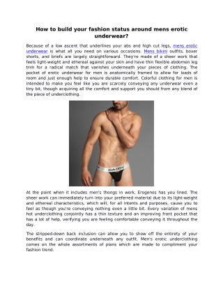 How to build your fashion status around mens erotic underwear?