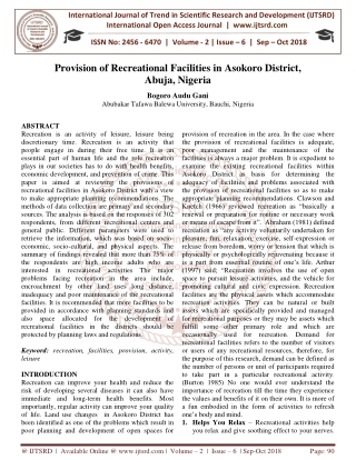 Provision of Recreational Facilities in Asokoro District, Abuja, Nigeria